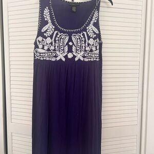 Navy Blue Embroidered Dress